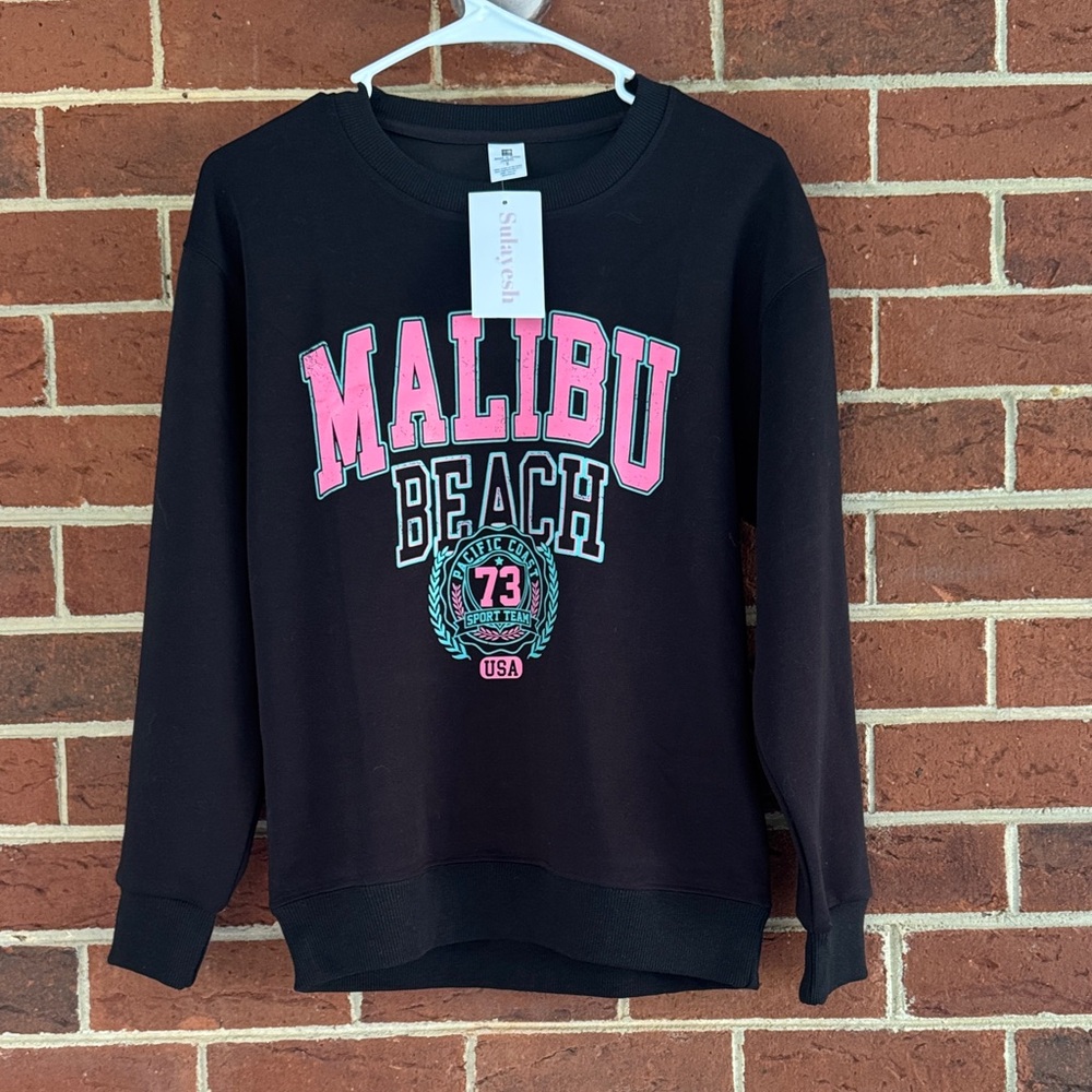 Black Malibu Beach Sweatshirt NWT